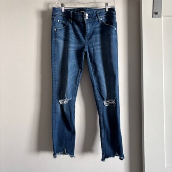 Hudson Collin Crop Distressed Hem Dark Wash Jeans size 30 - Picture 1 of 10